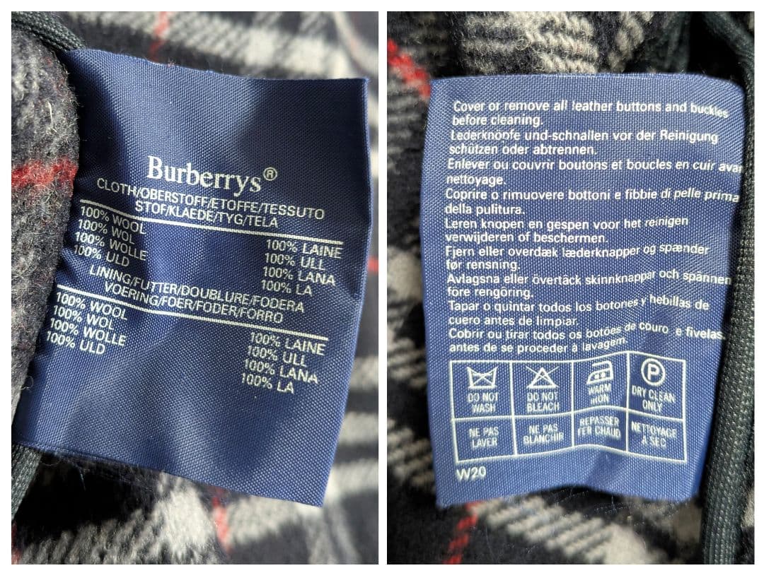 90s バーバリー ダッフルコート ネイビー ウール ノバチェック メンズXL