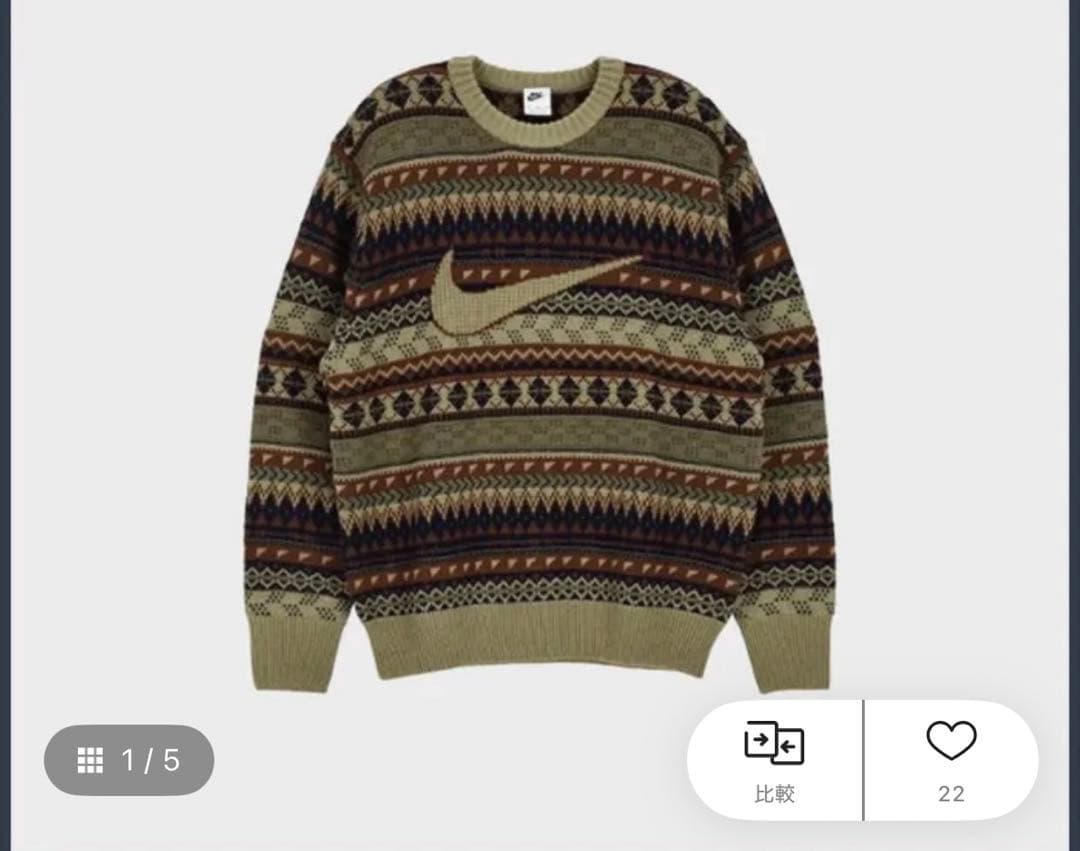 ぶーまな【新品未使用】NIKE ライフ フェアアイルスウッシュ セーター