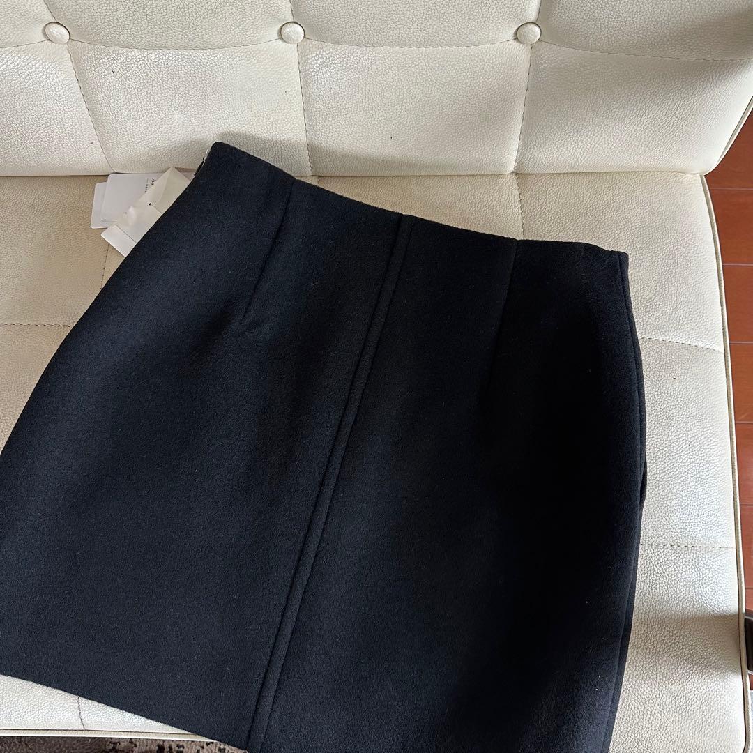 Spick and Span メルトンAラインミニスカート 001 ブラック