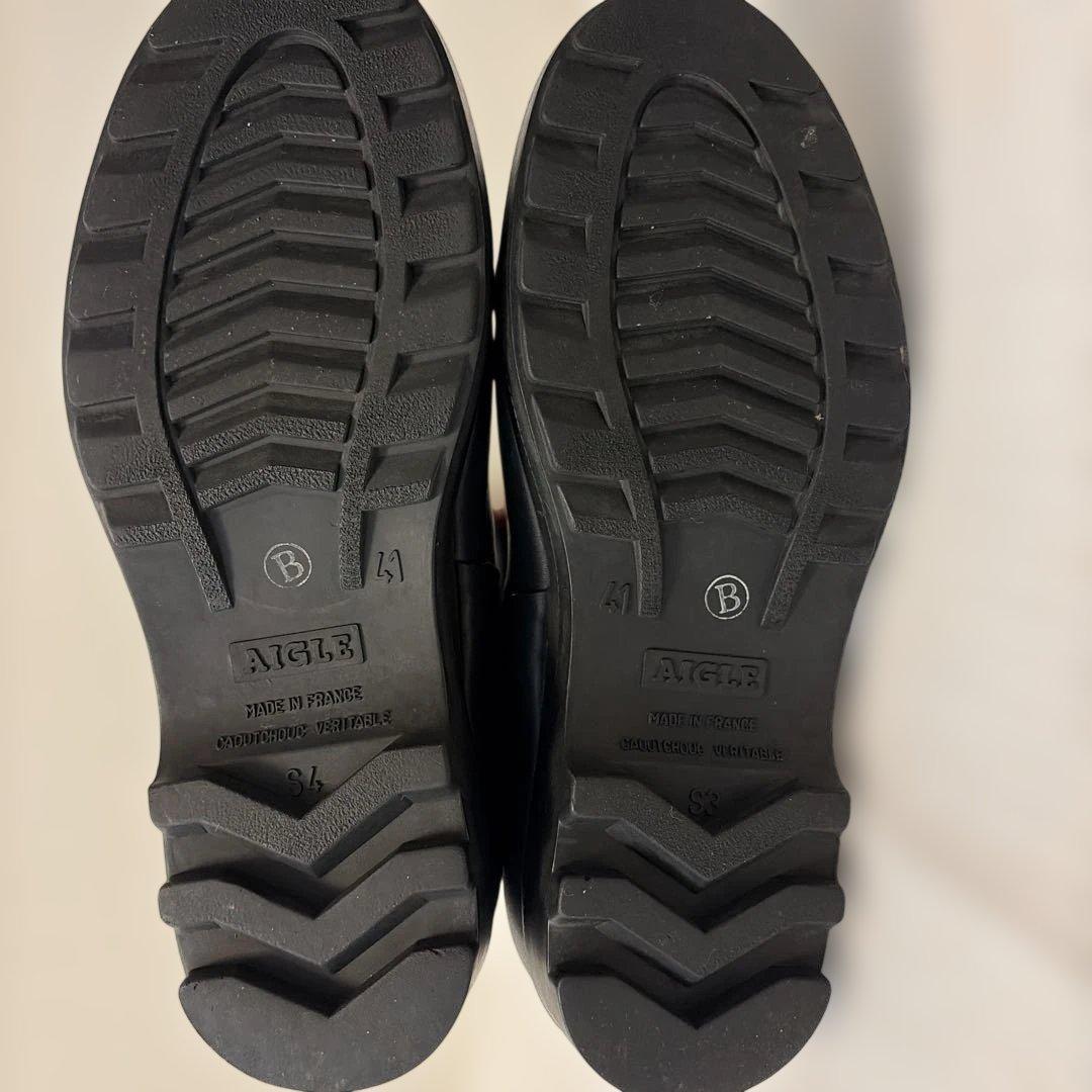 AIGLE 黒ロングブーツ 赤トップバンド 25.5~26.0