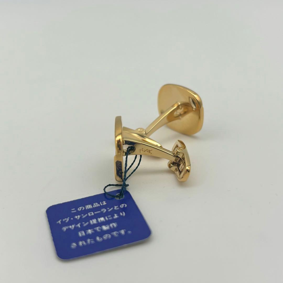 【希少 未使用】 イヴサンローラン シェル カフリンクス ネクタイピン グリーン