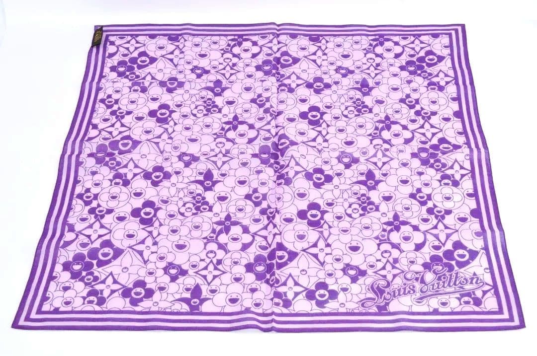 レア ルイヴィトン 村上隆 コラボ コットン ハンカチ スカーフ