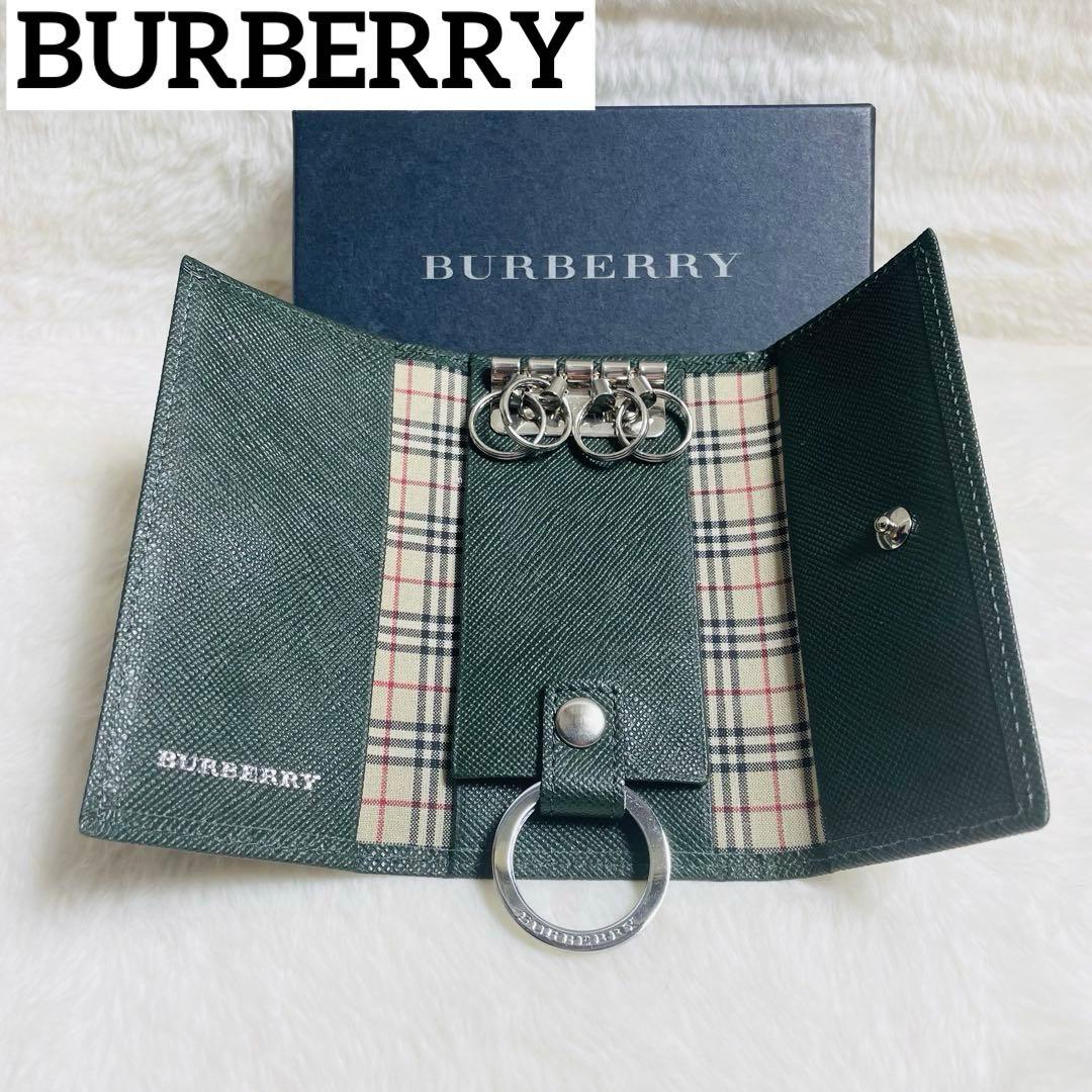 新品未使用　正規品BURBERRY ノバチェック キーケース ダークグリーン