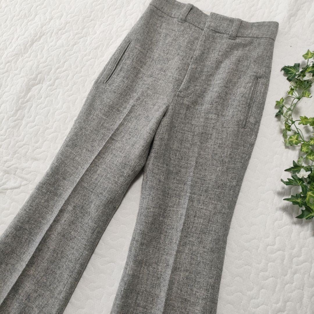 美品✨マディソンブルー　ウール100％フレアパンツ　ハイウエスト　グレー　00