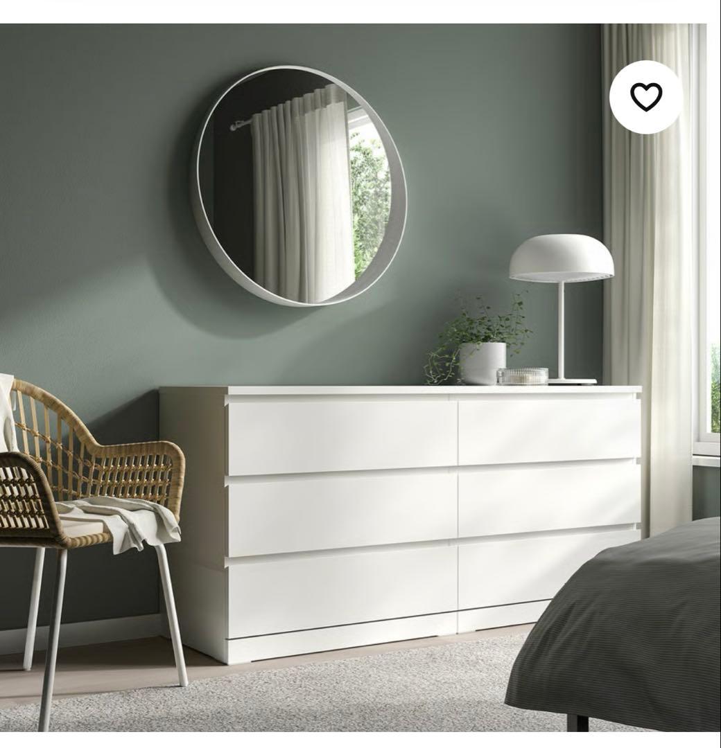 IKEA マルム チェスト　引き出し×6 ガラス天板付き