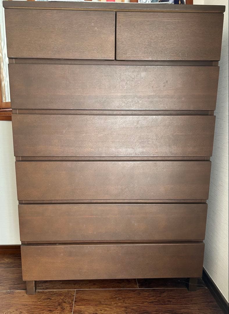 無印良品 ダークブラウン6段収納チェスト 800x400x1195mm
