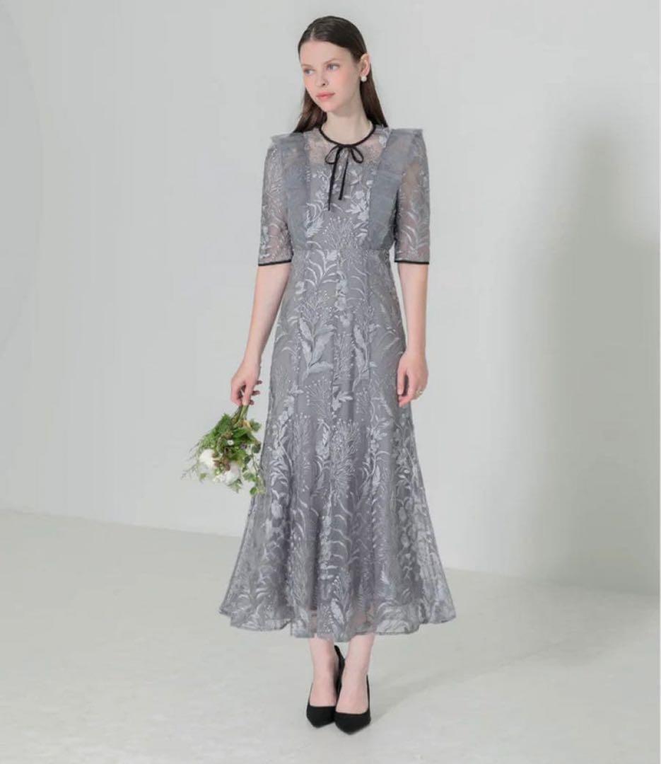 【ひろりん】Leja 刺繍レース配色パイピングショルダーフリルマーメイド