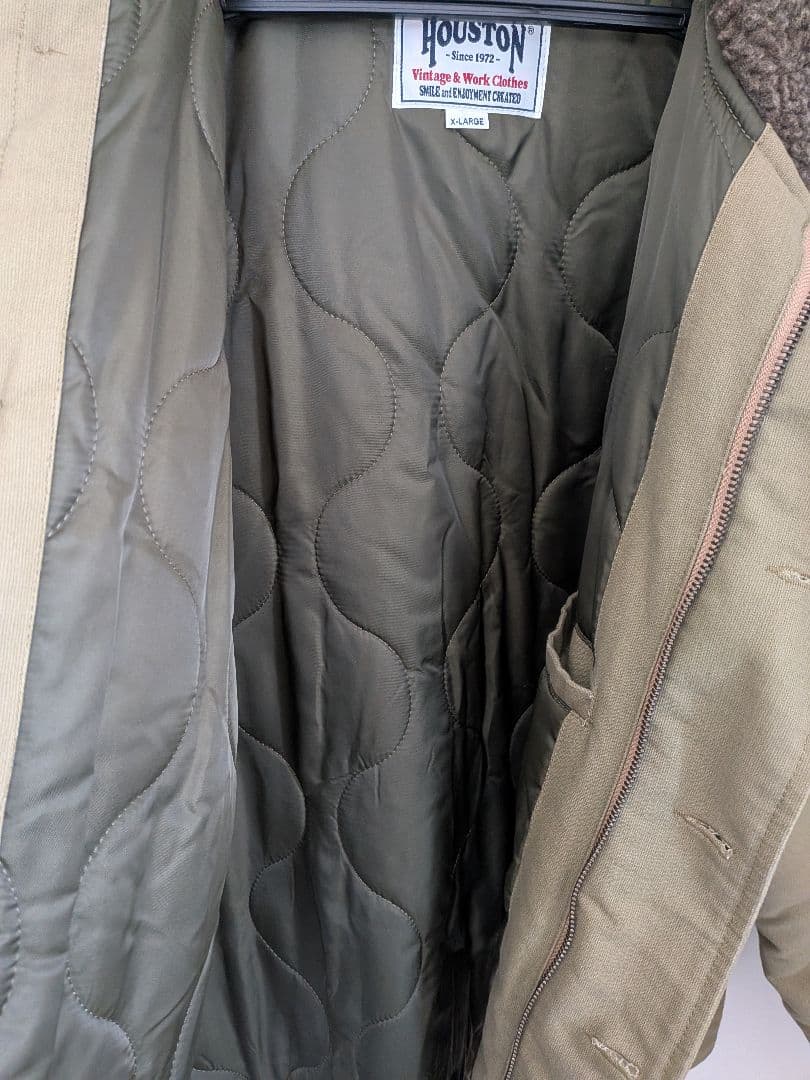 ヒューストン　N-1デッキジャケット　キルティング　XL　カーキ　ミリタリー