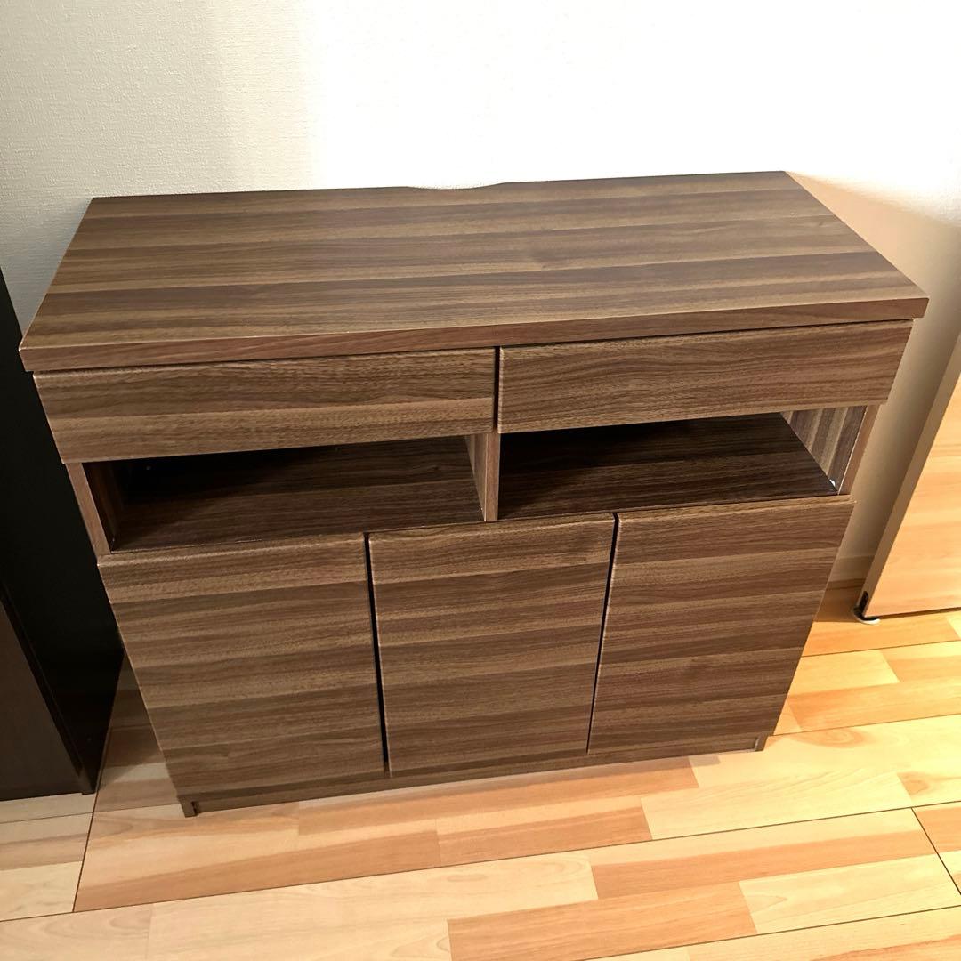 送料込み ウォルナット調チェスト　棚　収納家具　美品