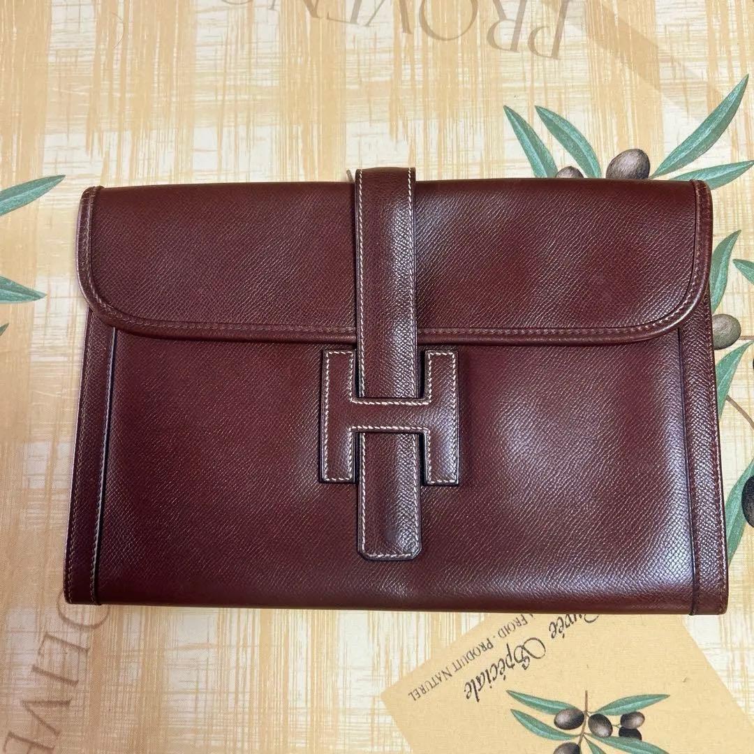 HERMESエルメス クラッチバッグ JIGE PM ブラウン