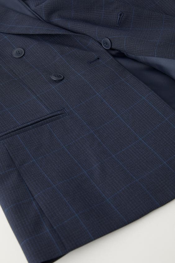 ZARA チェック柄 ネイビー ダブル スーツ シャツ タイ 4点 134cm