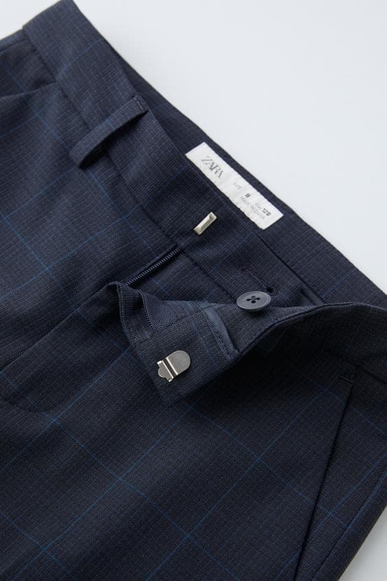 ZARA チェック柄 ネイビー ダブル スーツ シャツ タイ 4点 134cm