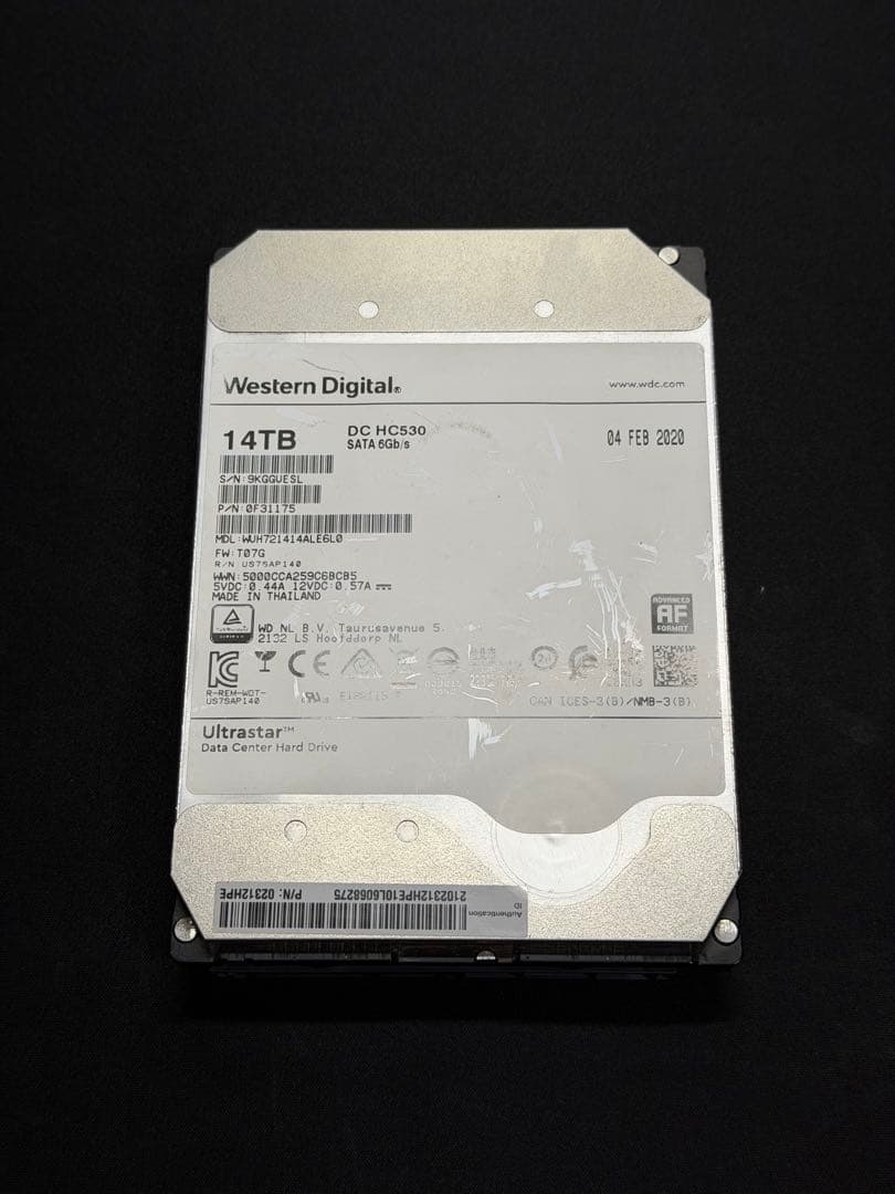 【ジャンク】Western Digital 14TB DC HC530 HDD