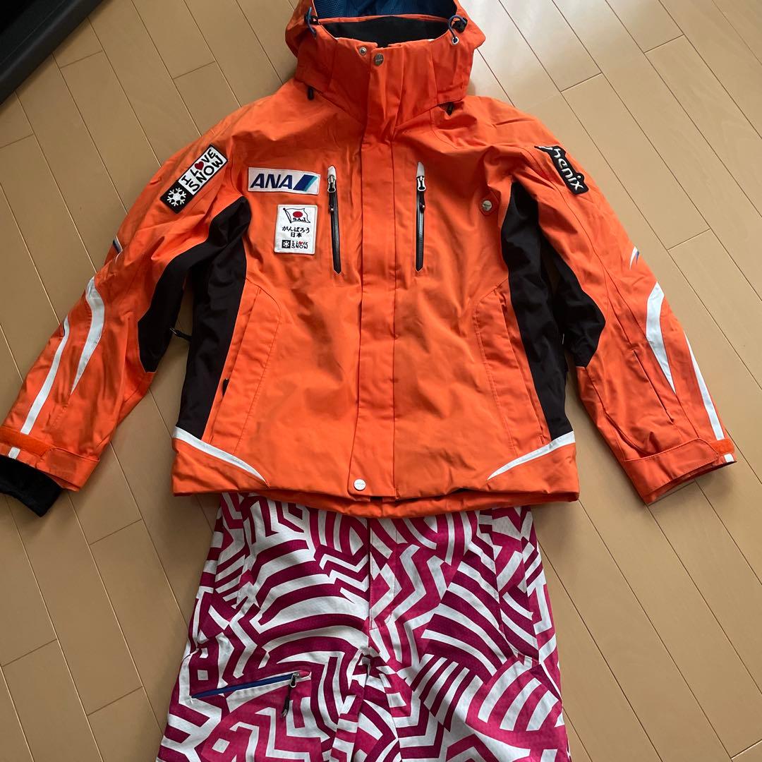 ゆきぽ　phenix オレンジ スキーウェア フード付き　上下