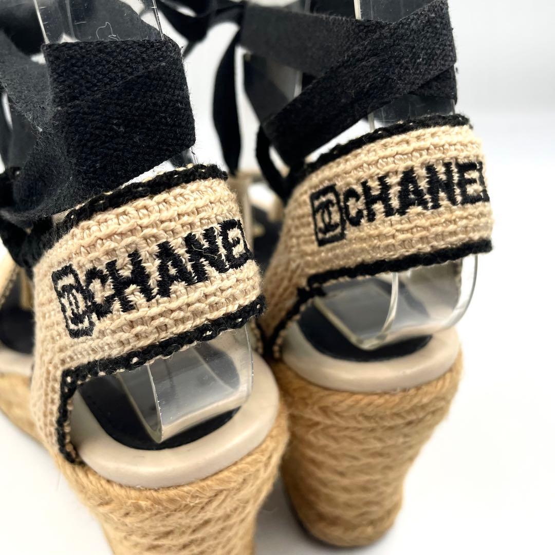 《超美品》シャネル ココマーク サンダル ウエッジソール エスパドリーユ 36