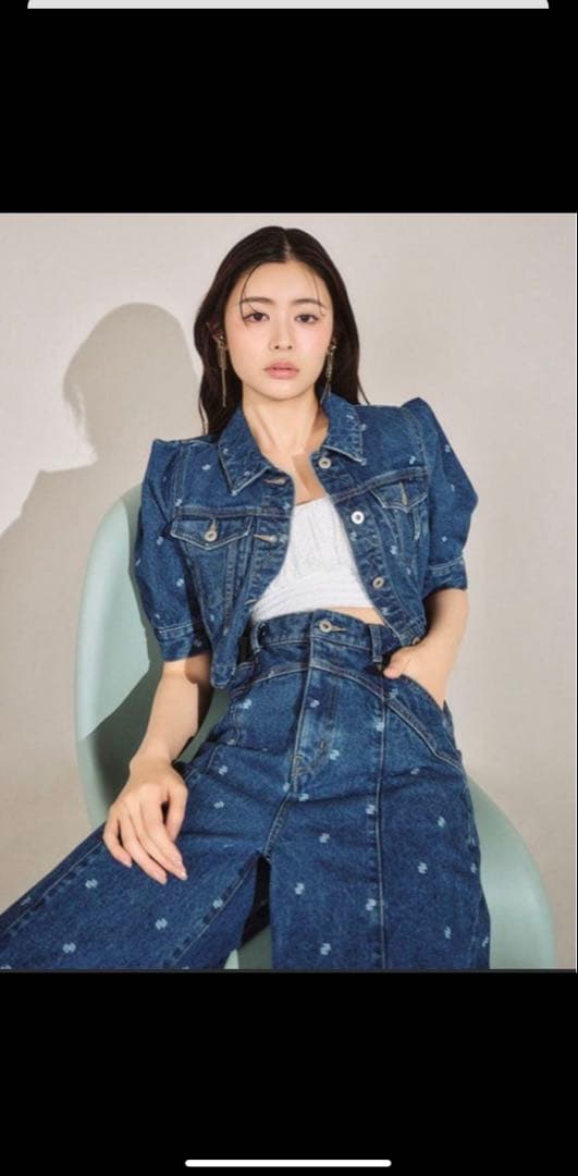 LILY BROWN ハーフスリーブデニムジャケットデニムワイドパンツ