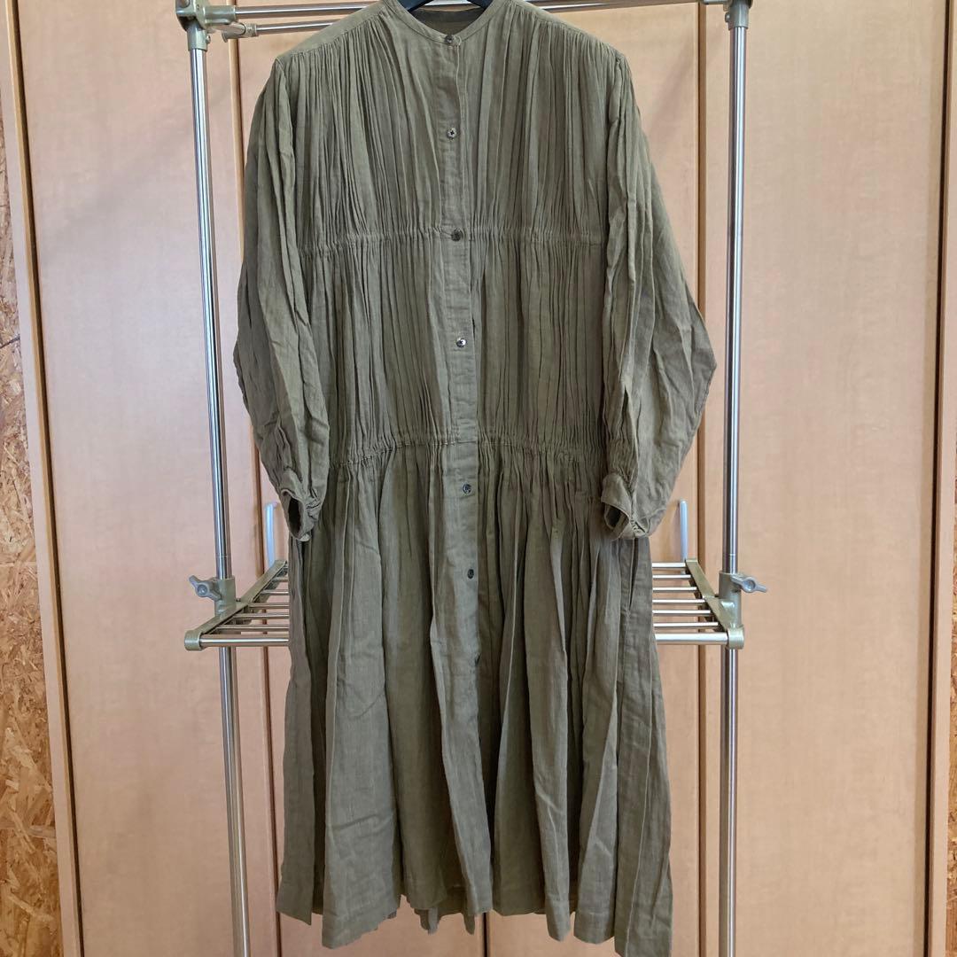 COMME des GARCONS プリーツチュニック 長袖 オリーブグリーン