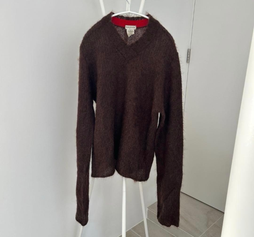 DRIES VAN NOTEN モヘヤ Vネックニット ブラウン M