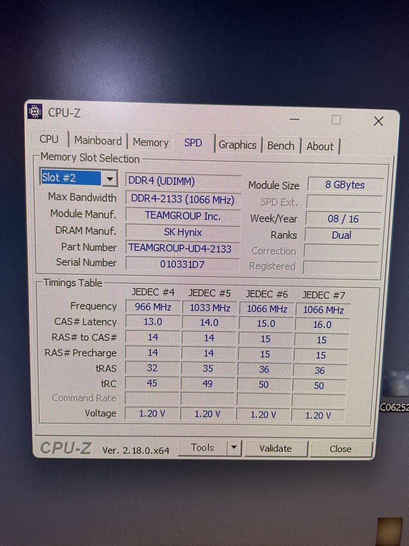 TEAMGROUP DDR4-2133MHz 16GB (8GB×2枚)