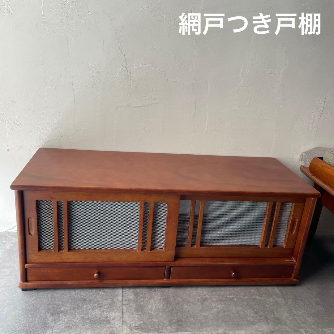 網戸つき　戸棚　蝿帳（はいちょう）　食器棚　キッチンファニチャー　木製　レトロ