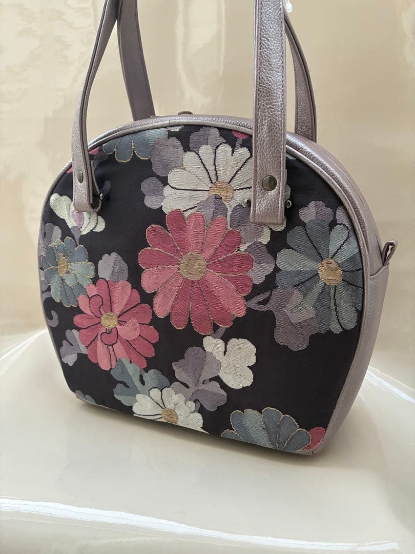 帯リメイク丸型ファスナーバック25-19