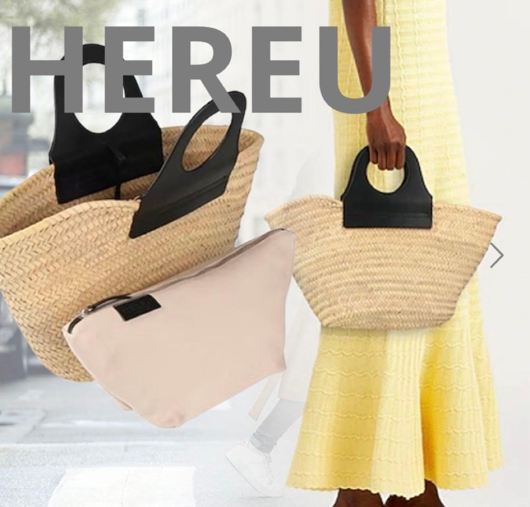 最終値下げ★美品　HEREU かごバッグ ナチュラル　ブラック