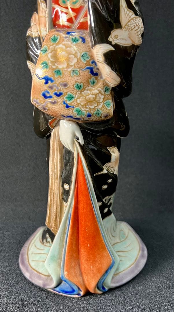 九谷焼 春画人形 色絵金彩 舞妓　陶器人形枕絵　置物