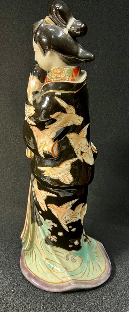 九谷焼 春画人形 色絵金彩 舞妓　陶器人形枕絵　置物