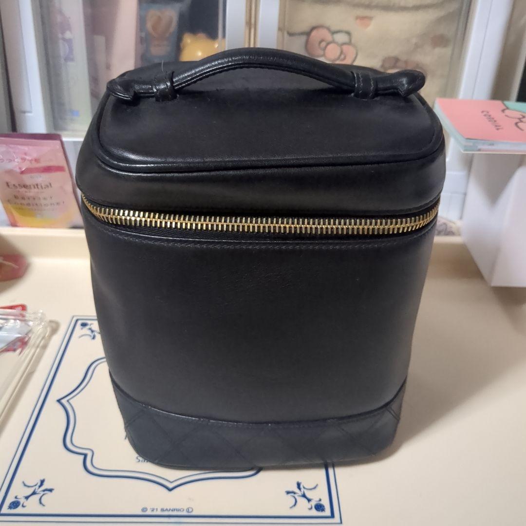CHANEL バニティバッグ ビコローレ 黒 ラムスキン