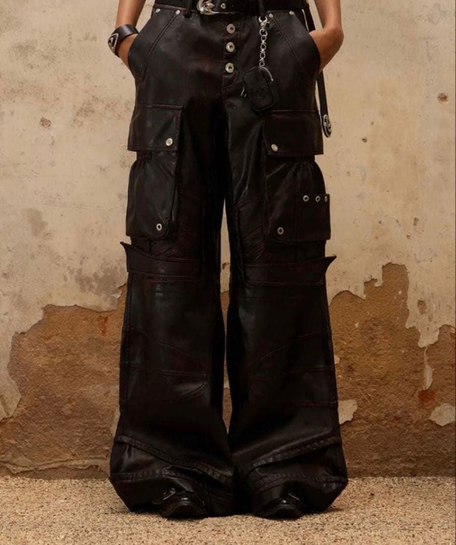 パンツ PERSONSOUL Beetle Faux Leather Tousers