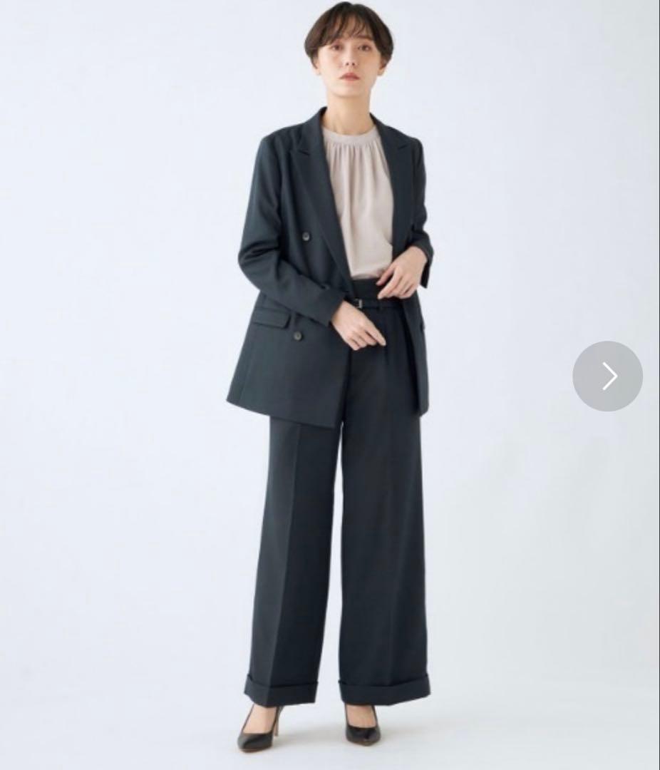 【美品】SUIT SELECT洗えるスーツセット ダブルジャケット&ワイドパンツ