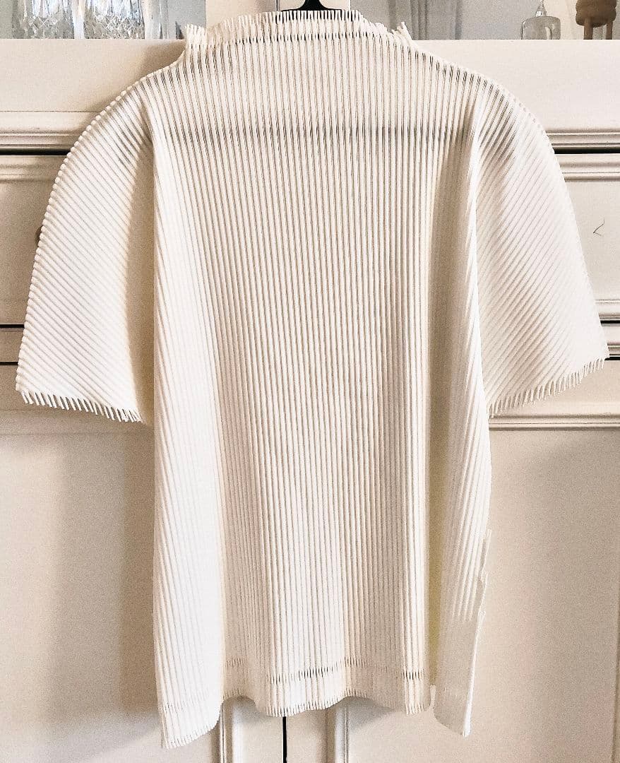 プリーツプリーズ フリンジ 半袖カットソー ホワイト 美品