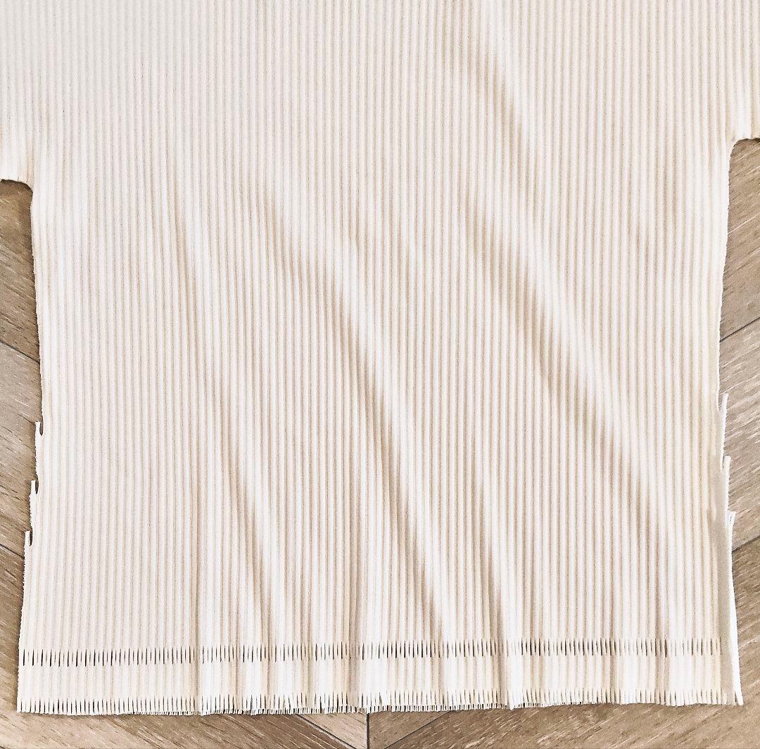 プリーツプリーズ フリンジ 半袖カットソー ホワイト 美品