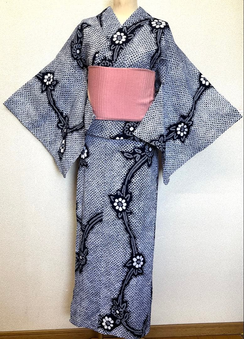 有松鳴海絞り　浴衣　色無し　（223）