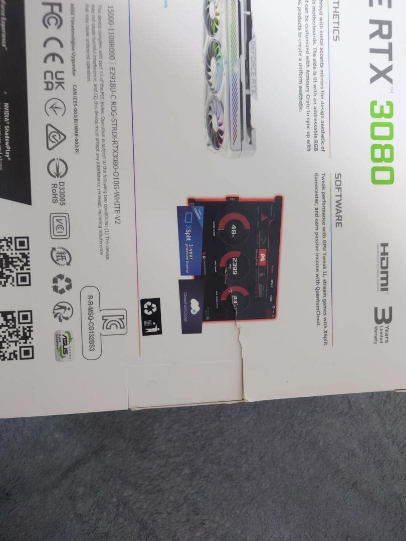 グラフィックボード・グラボ・ビデオカード ASUS ROG STRIX RTX3080 O10G White