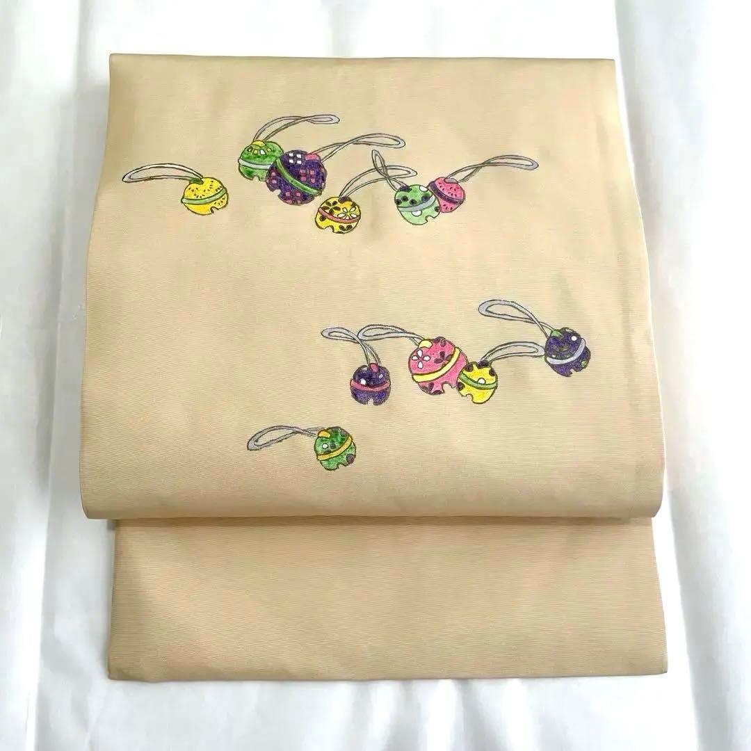 未使用　大島紬　袷仕立て　パステルカラー　名古屋帯（長尺）付き