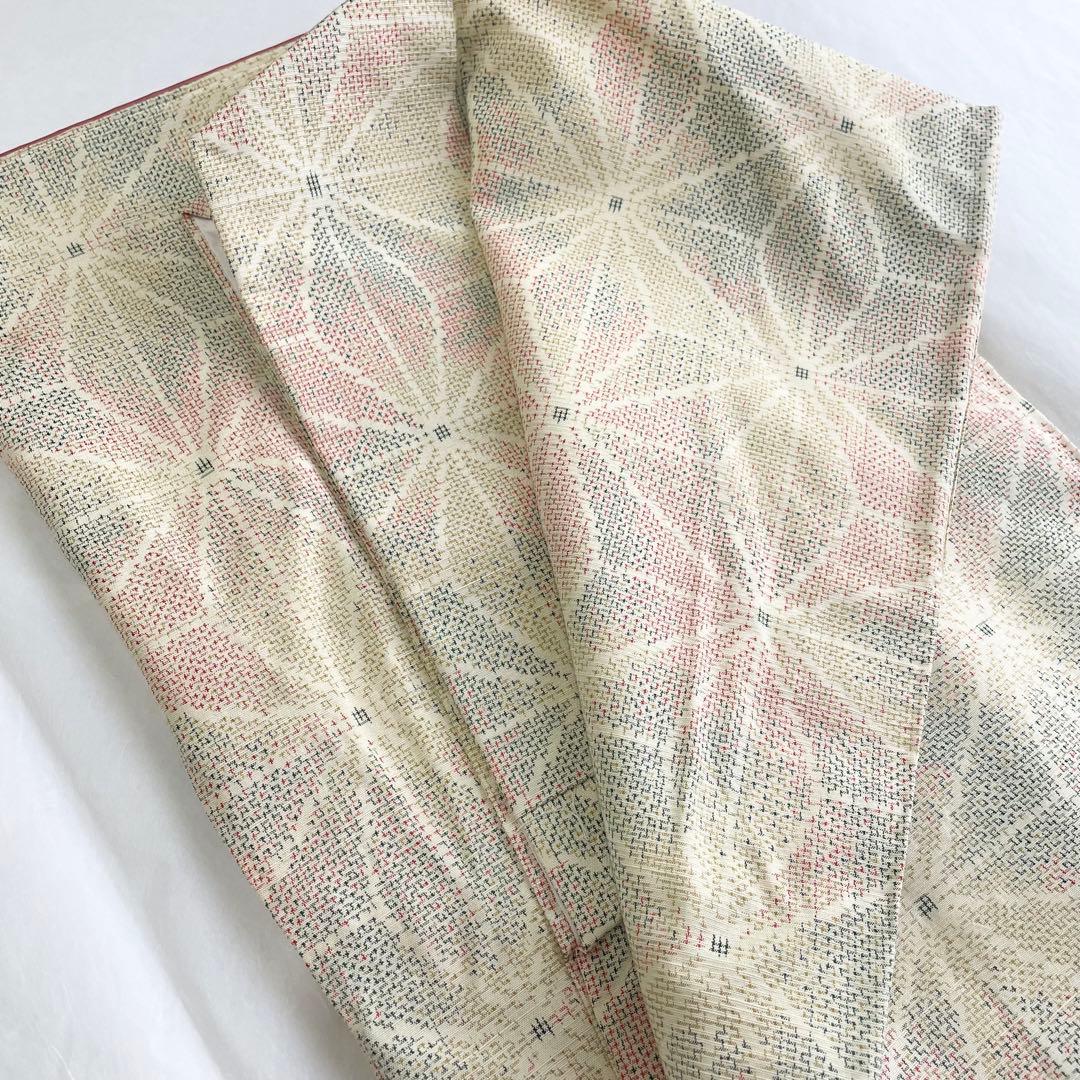 未使用　大島紬　袷仕立て　パステルカラー　名古屋帯（長尺）付き