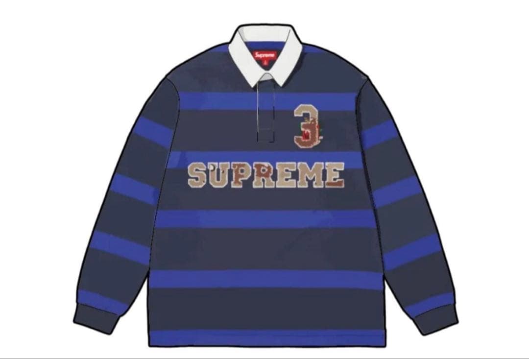 Supreme stripe rugby NAVY tigさん着用