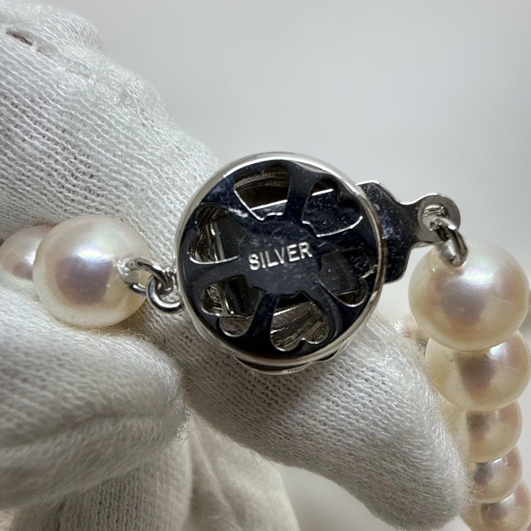 真珠 約7.2-7.4mm珠　シルバー クラスプ ネックレス　☺︎