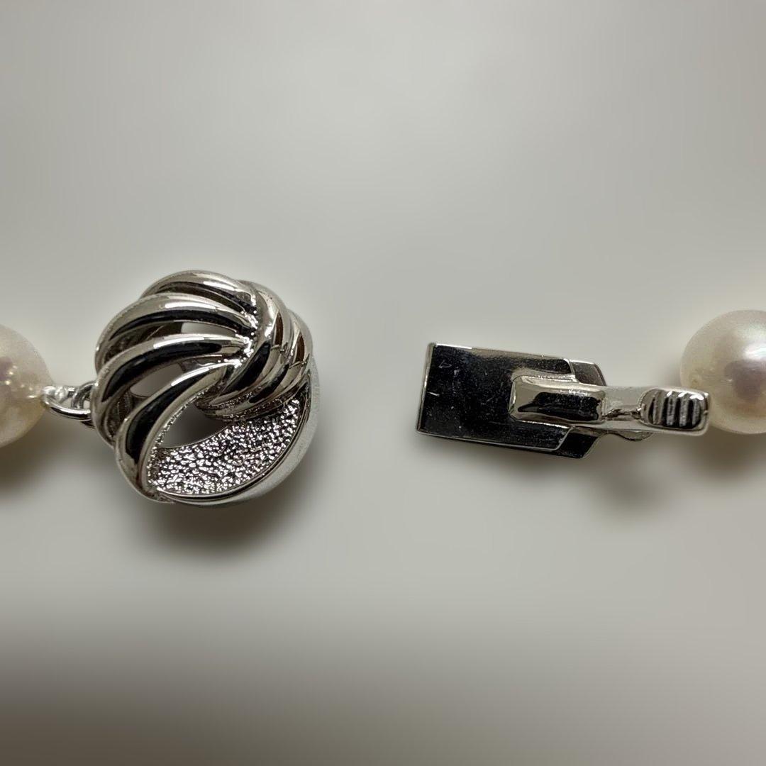 真珠 約7.2-7.4mm珠　シルバー クラスプ ネックレス　☺︎