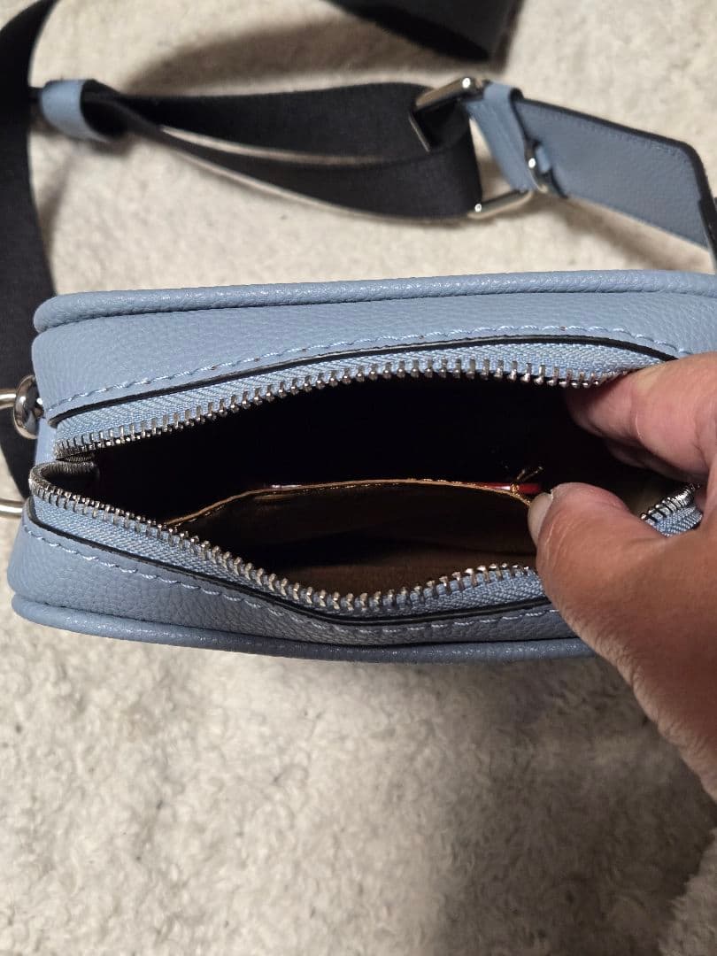 COACH ライトブルー ショルダーバッグ ロゴパターン