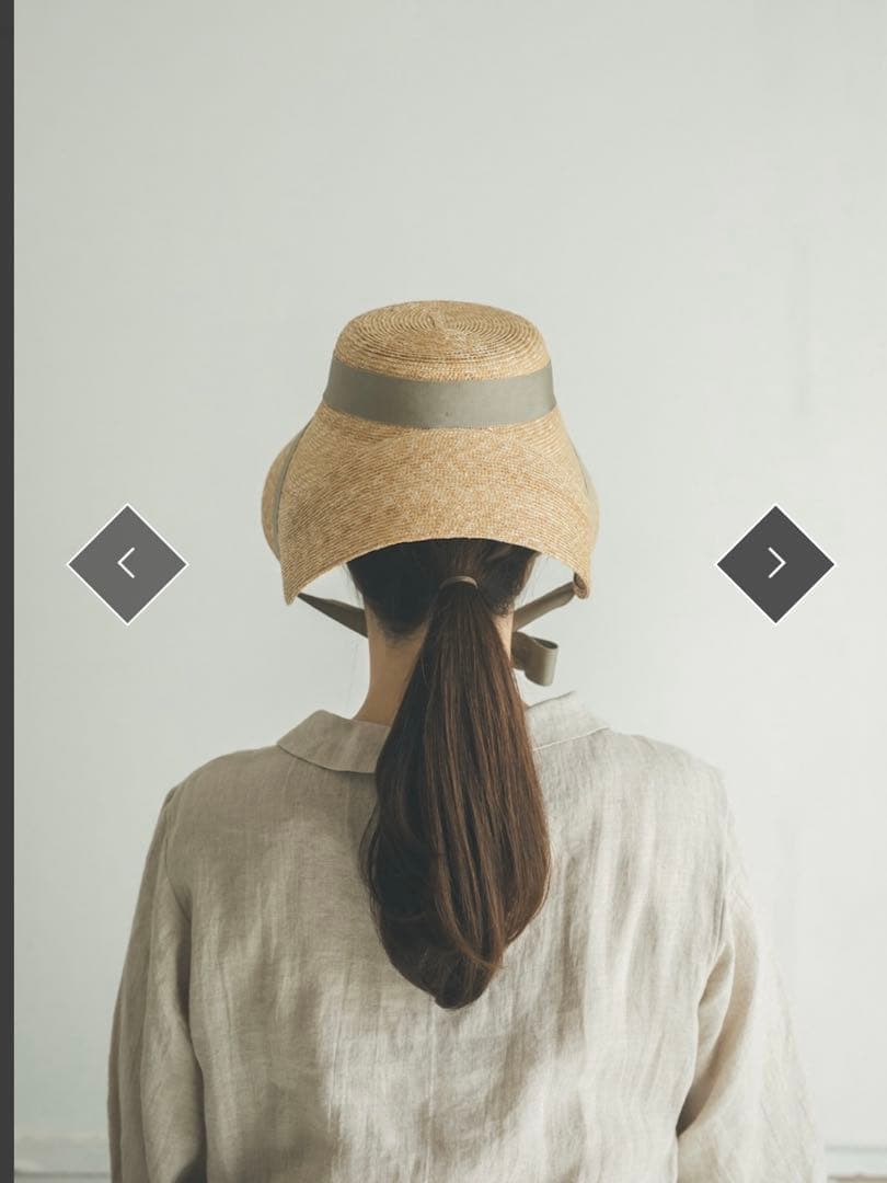 KIKONO Emmaグリーンベージュリボン　麦わら帽子