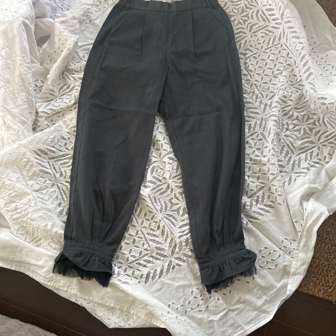 ✨️美品✨️ameiro 裾チュールパンツ カツラギグレー