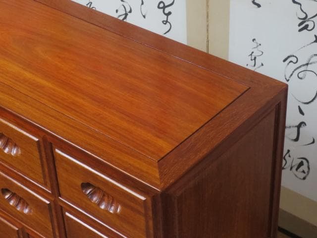 美品 総唐木 花梨 無垢材 10杯 抽斗 民芸 箪笥/チェスト/整理タンス