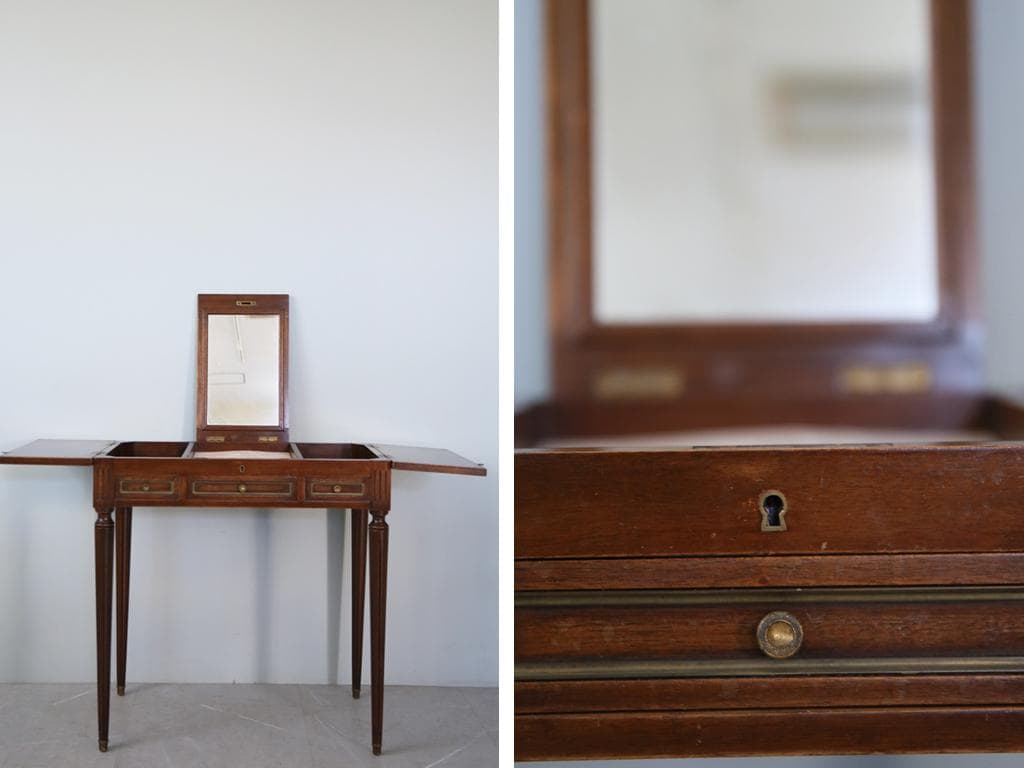 フランスアンティーク木製ドレッシングテーブル/化粧台ドレッサー/デスク90-36