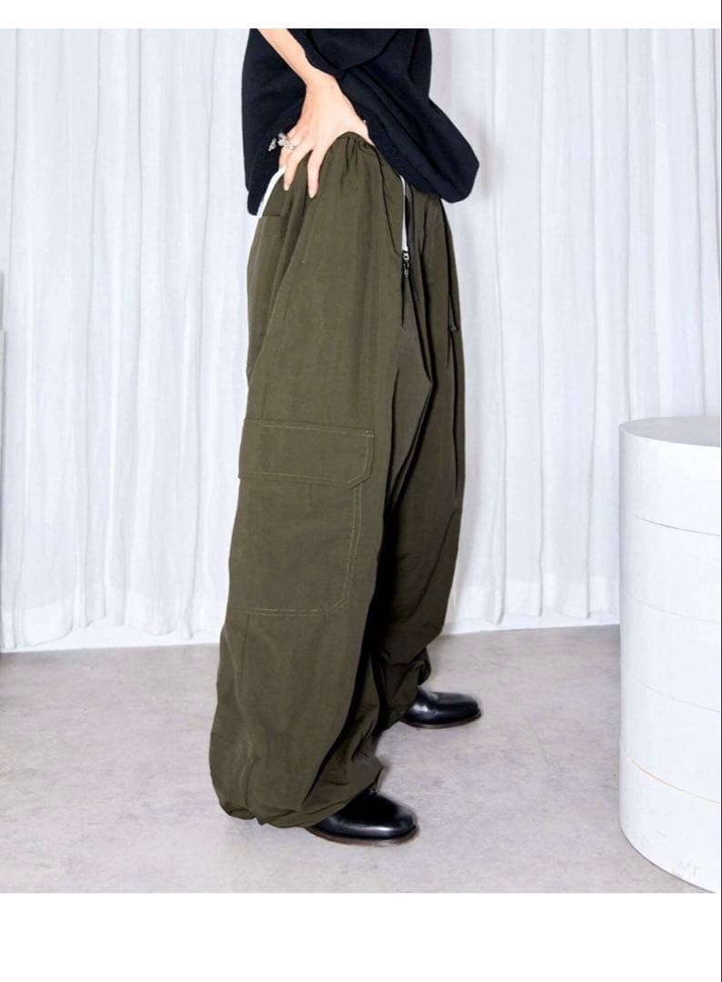 CITYSHOP “O”NYLON WIDE カーゴパンツ　　カーキ　36