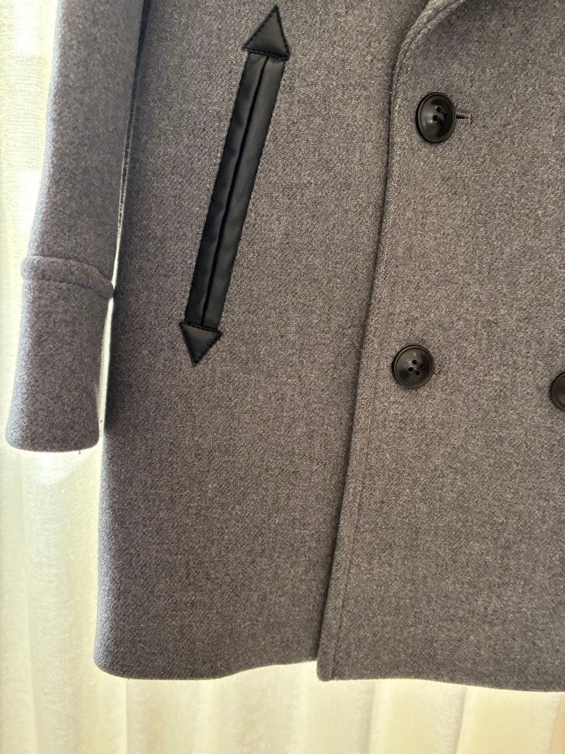 uncrave(アンクレイヴ)グレー ダブルブレスト ピーコート ウール混合