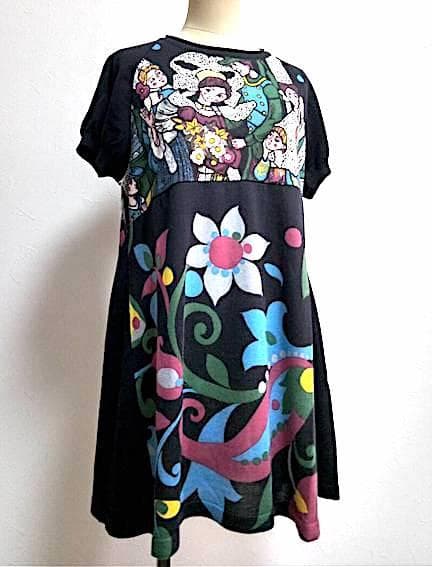 トクコプルミエヴォル☆試着のみ！女の子とお花 コットンニットチュニック☆