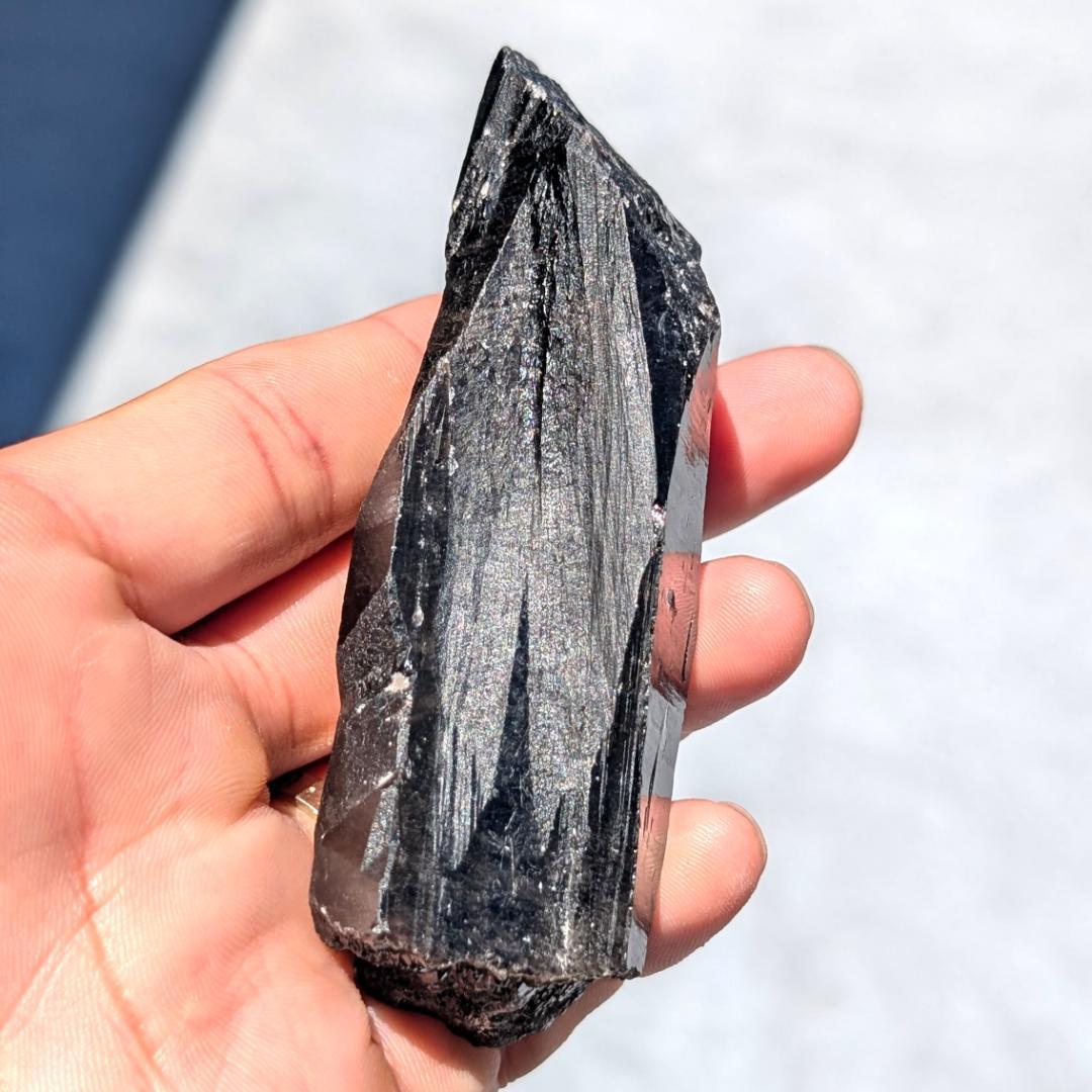 Borders　一点物 モリオン原石 山東省産 黒水晶 130g 邪気払い