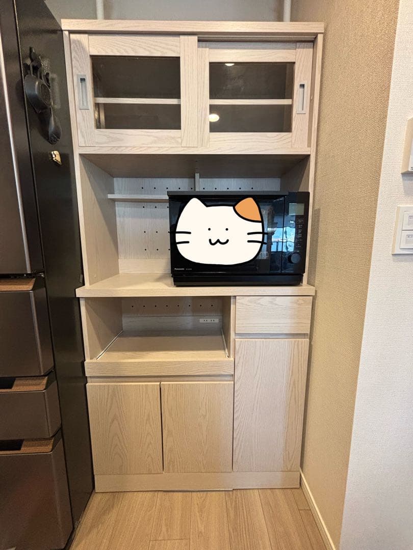 【のなか】LOWYA ロウヤ 食器棚 ホワイトウォッシュ　幅90cm